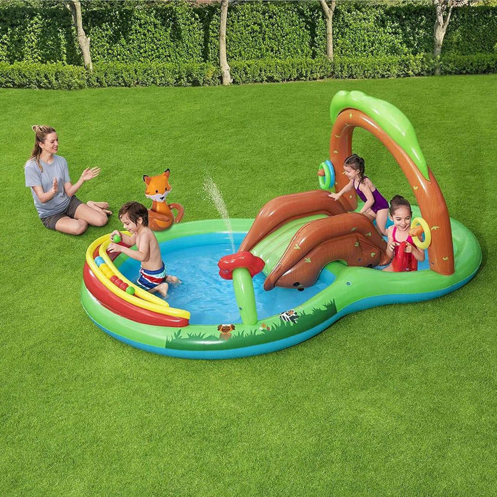 Piscina Doble Infantil Inflable Puente Bosque Juegos Bestway