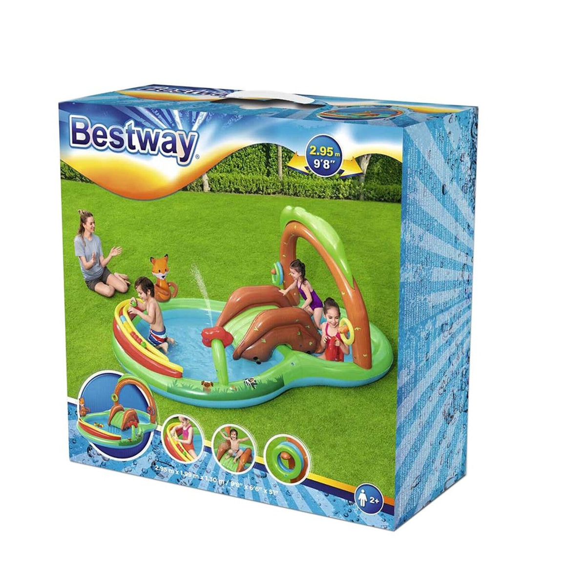 Piscina Doble Infantil Inflable Puente Bosque Juegos Bestway