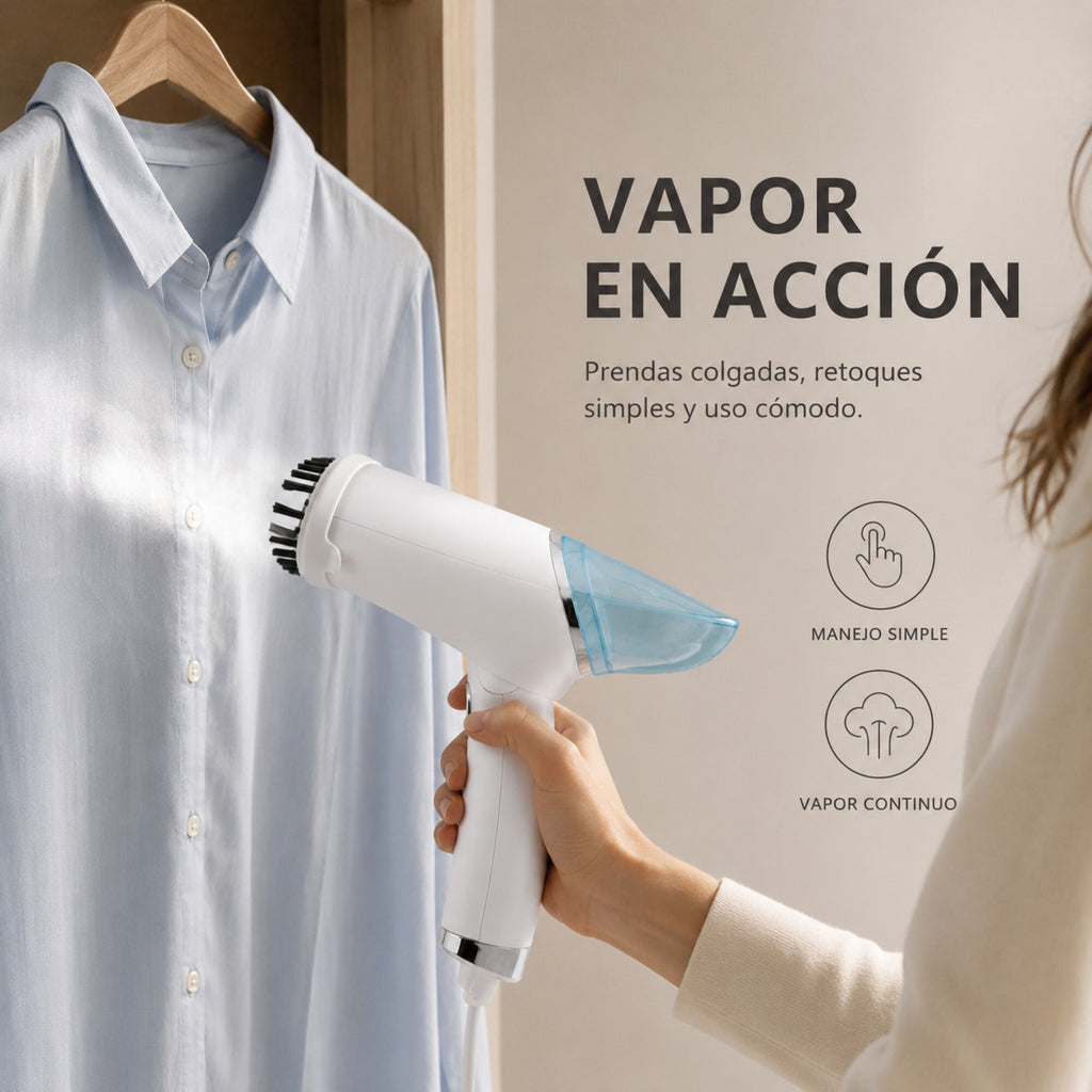Plancha Vapor Vertical Goldtech VaporPlus Plegable 1000W