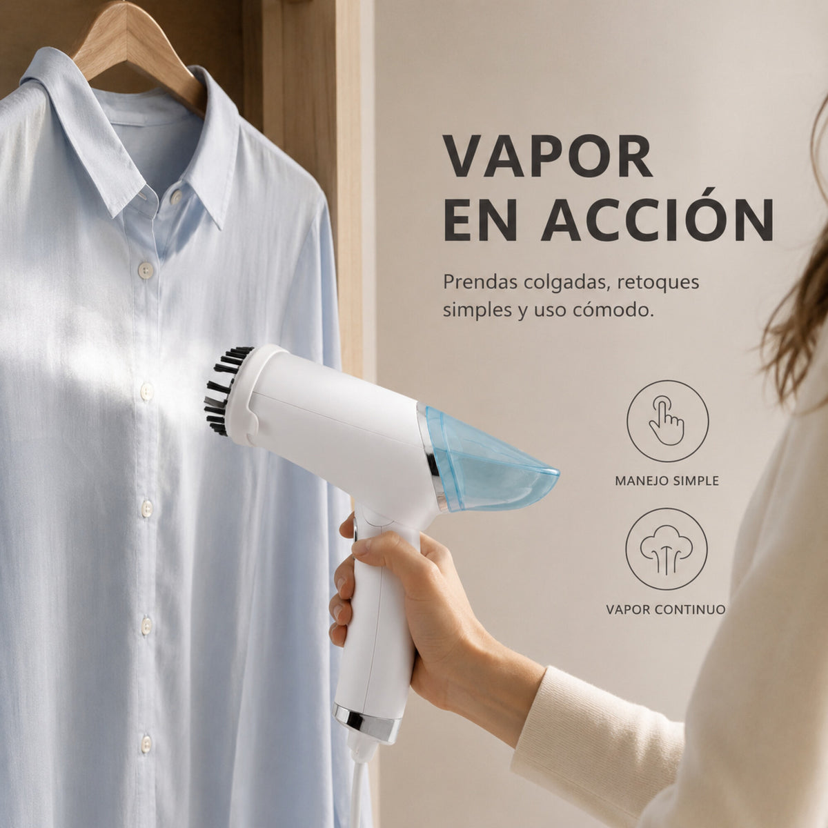 Plancha Vapor Vertical Goldtech VaporPlus Plegable 1000W