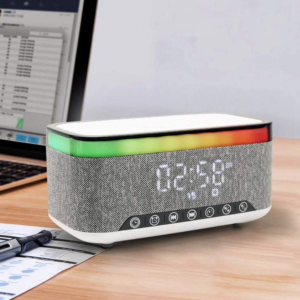 Reloj Parlante Cargador Inalambrico Goldtech Luz RGB Radio