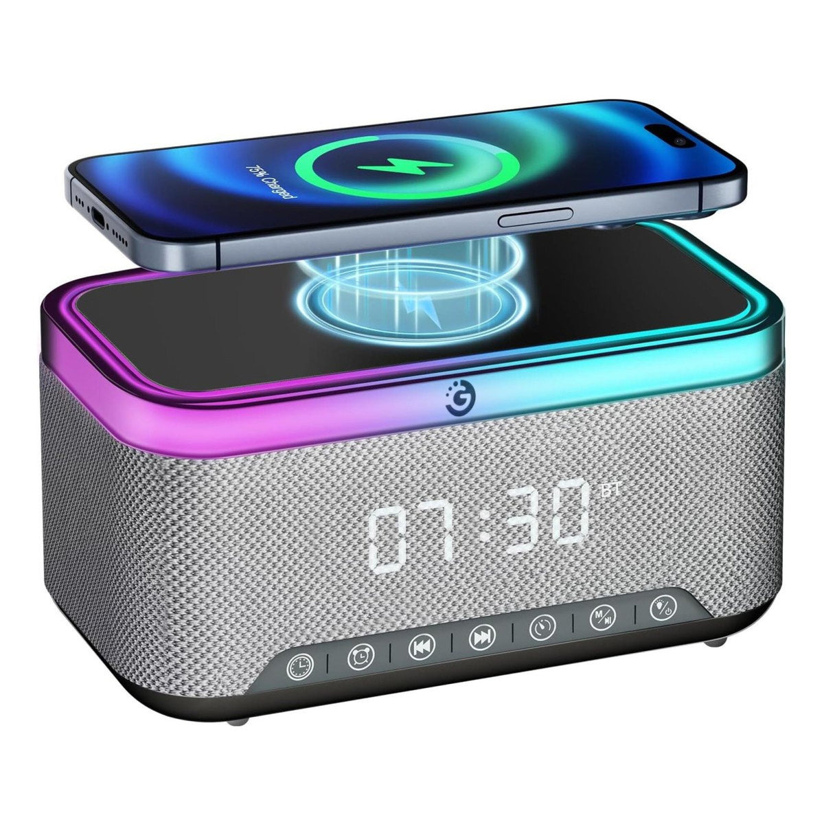 Reloj Parlante Cargador Inalambrico Goldtech Luz RGB Radio
