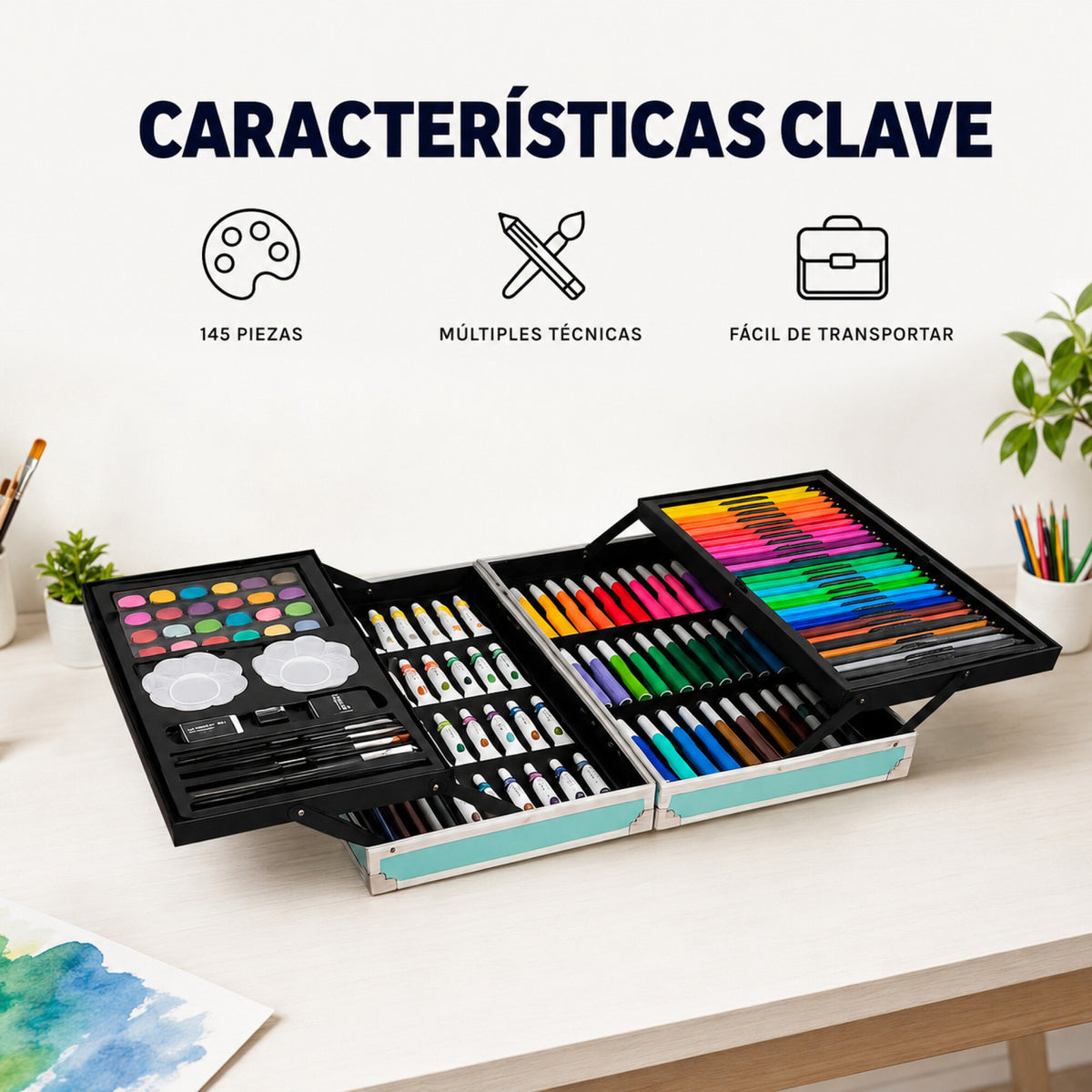 Set de Arte Infantil en Valija 145 Piezas