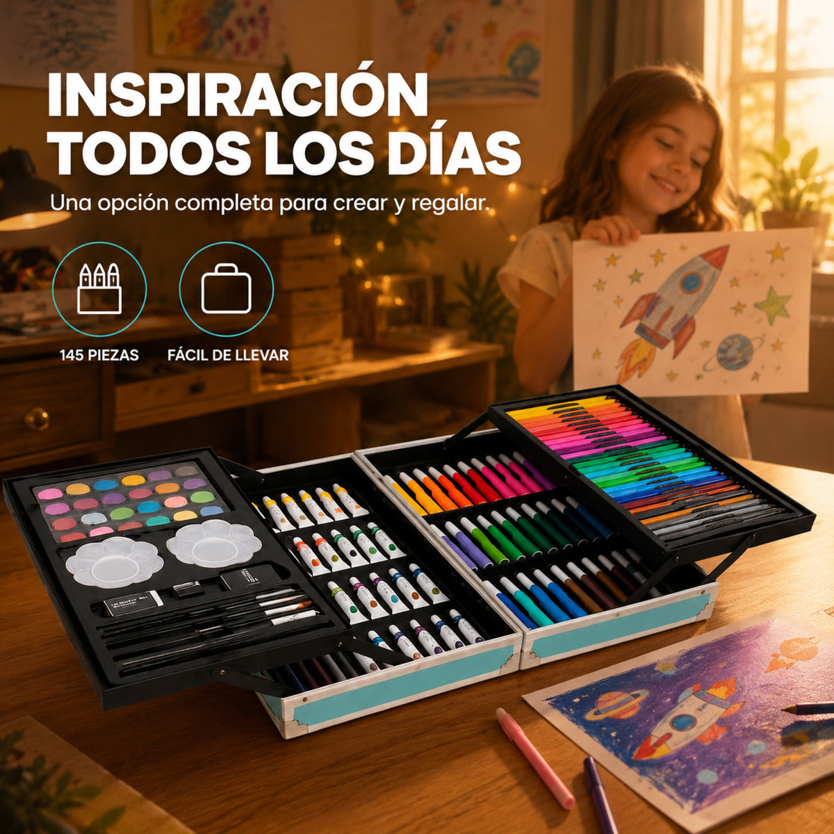 Set de Arte Infantil en Valija 145 Piezas