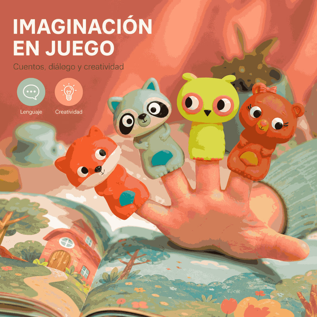 Set X4 Títeres de Dedo Animalitos para Baño y Juego