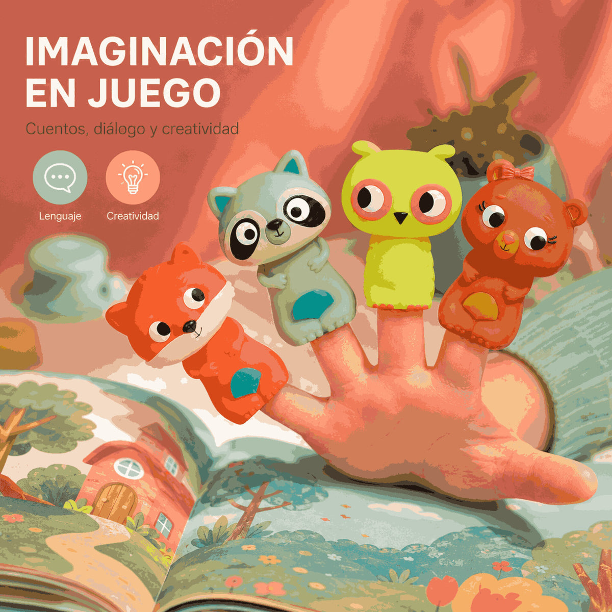 Set X4 Títeres de Dedo Animalitos para Baño y Juego