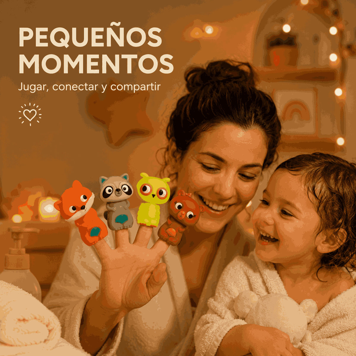 Set X4 Títeres de Dedo Animalitos para Baño y Juego