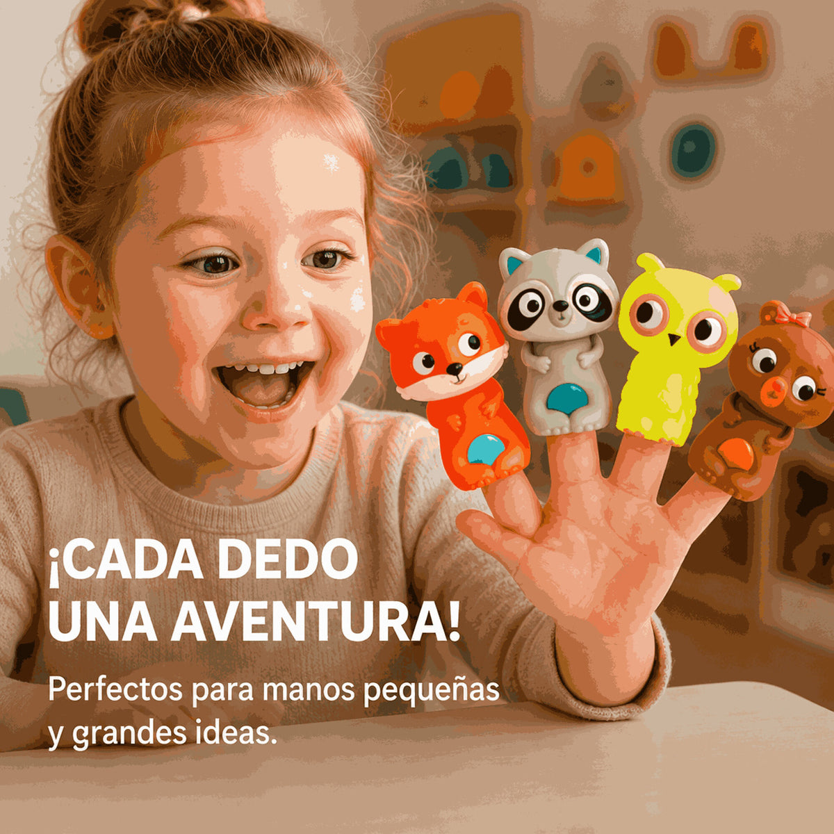 Set X4 Títeres de Dedo Animalitos para Baño y Juego