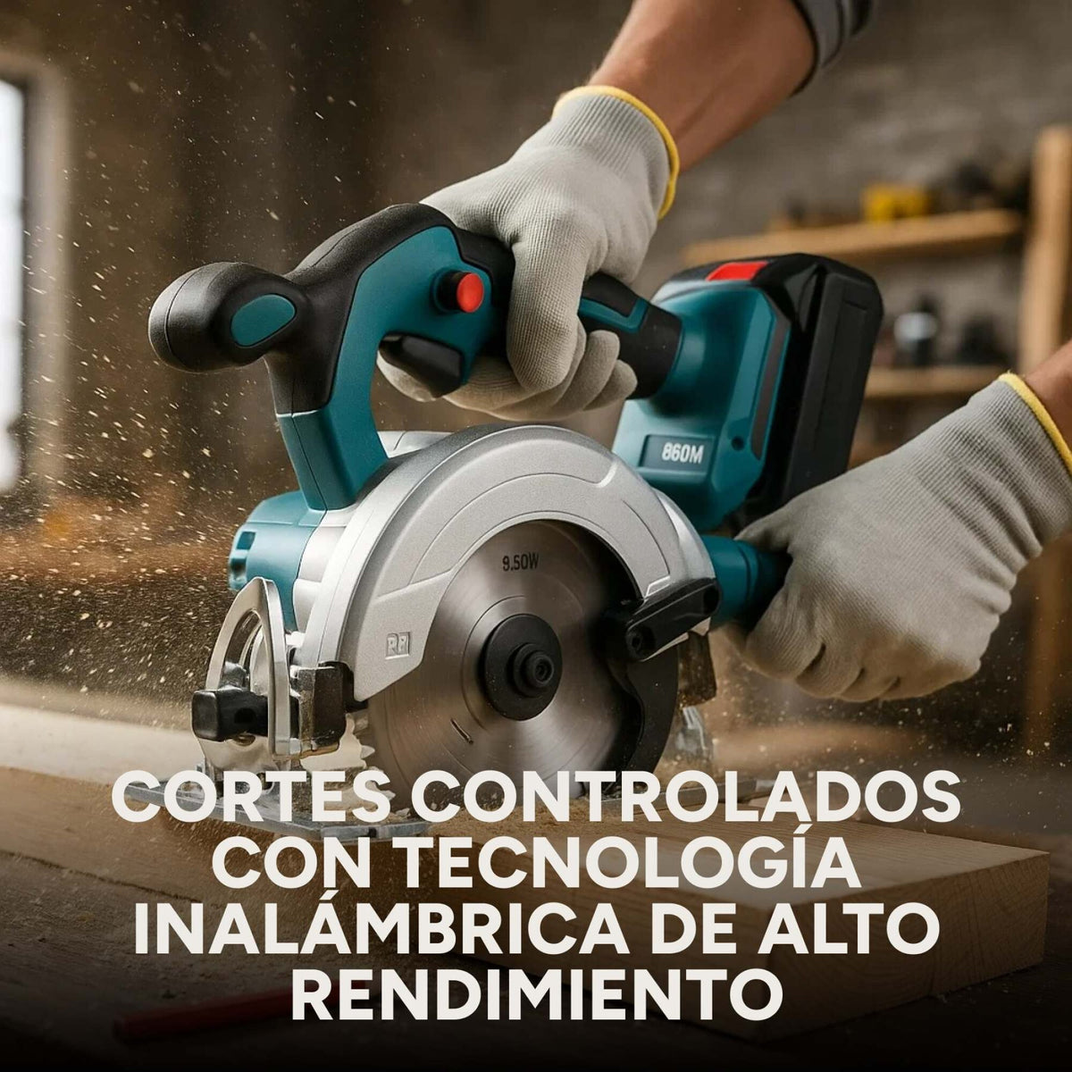 Sierra Circular Inalámbrica Portátil 850W Con 2 Baterías 48V