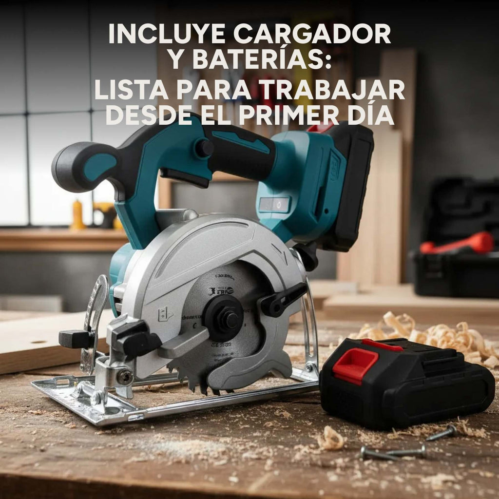 Sierra Circular Inalámbrica Portátil 850W Con 2 Baterías 48V