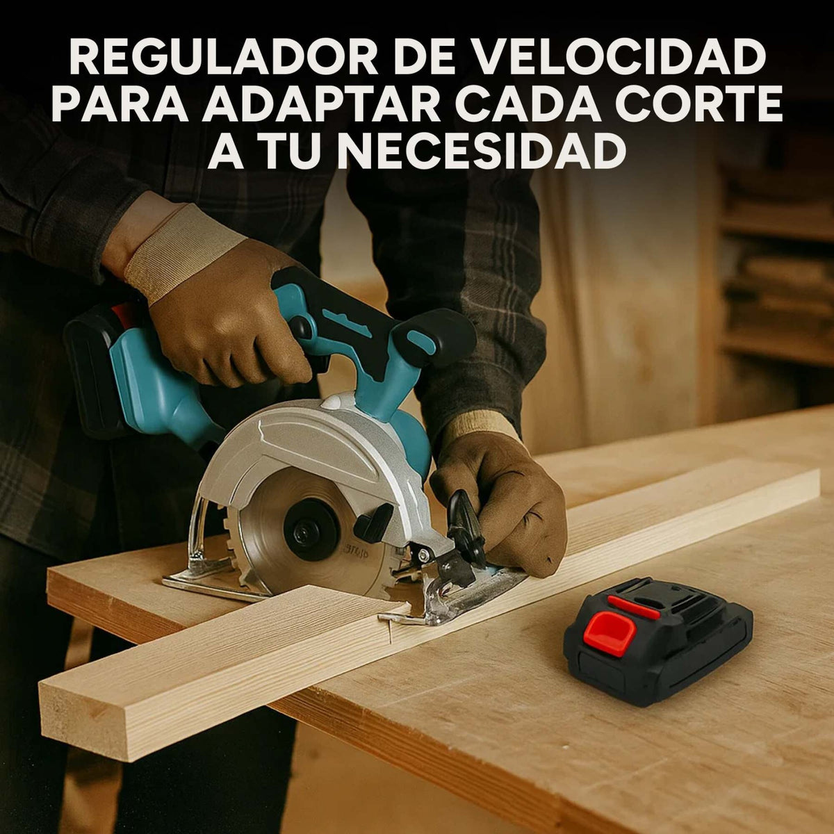 Sierra Circular Inalámbrica Portátil 850W Con 2 Baterías 48V