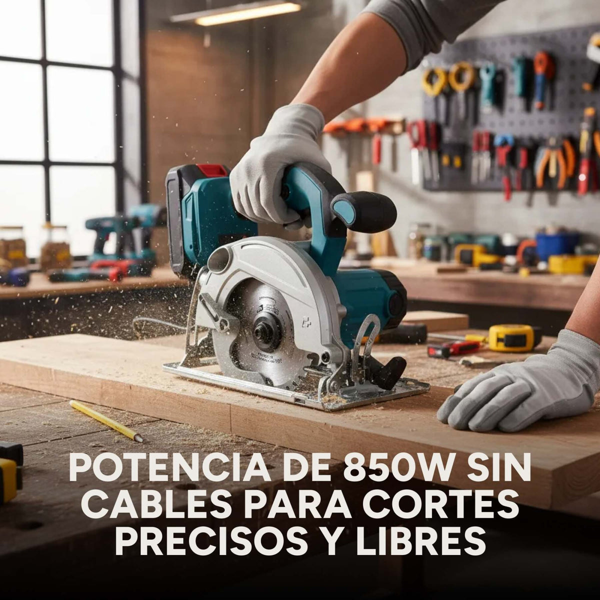 Sierra Circular Inalámbrica Portátil 850W Con 2 Baterías 48V