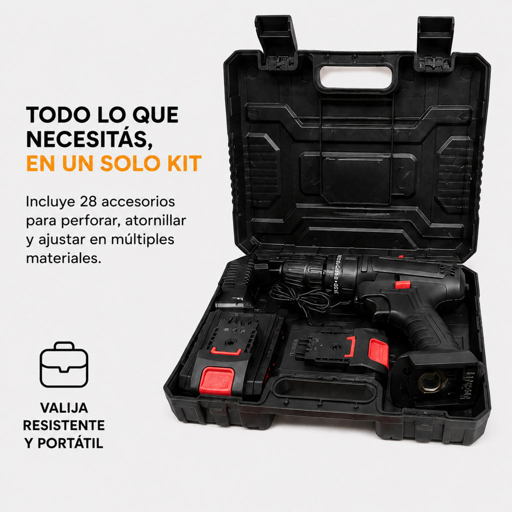 Taladro Percutor Atornillador + 2 Baterías 48V Inalambrico