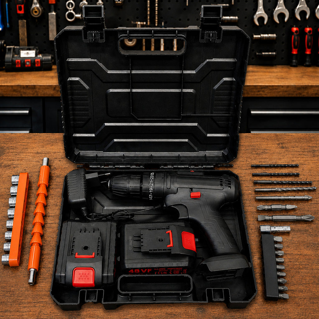 Taladro Percutor Atornillador + 2 Baterías 48V Inalambrico