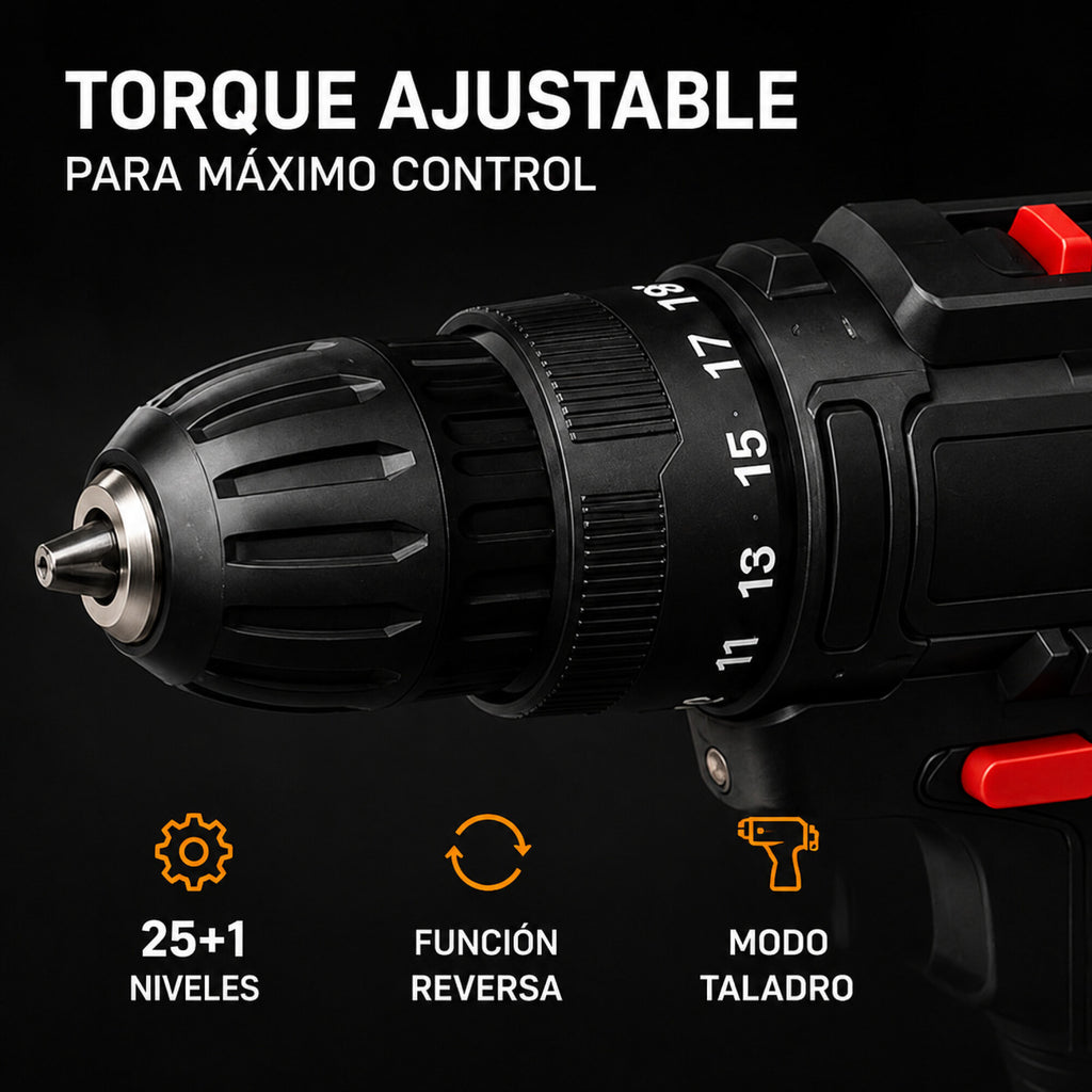 Taladro Percutor Atornillador + 2 Baterías 48V Inalambrico