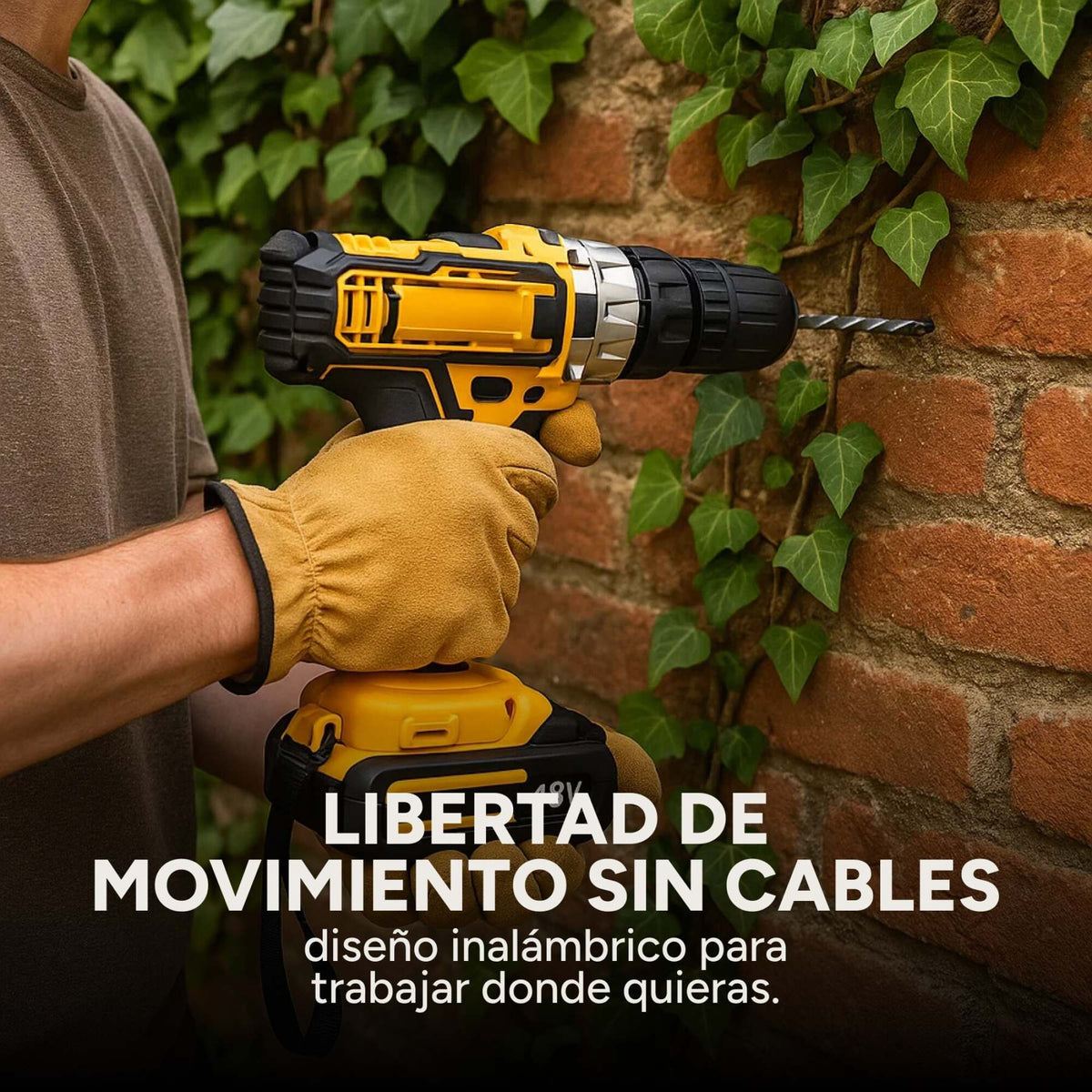 Taladro Percutor Atornillador Inalámbrico + 2 Baterías + Acc