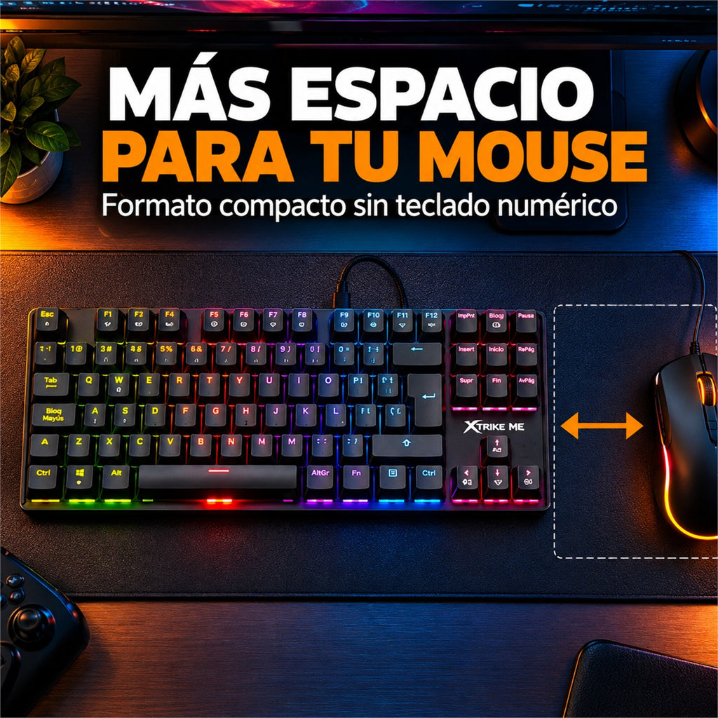Teclado Gamer Mecánico RGB Xtrike Me GK-989B Anti-ghosting