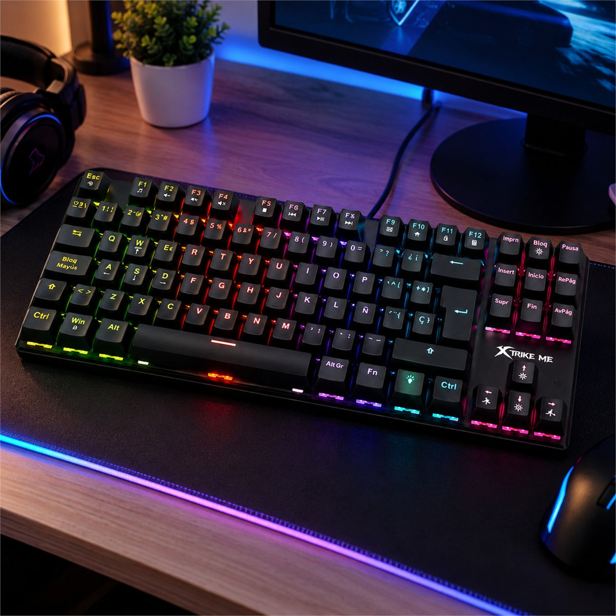 Teclado Gamer Mecánico RGB Xtrike Me GK-989B Anti-ghosting