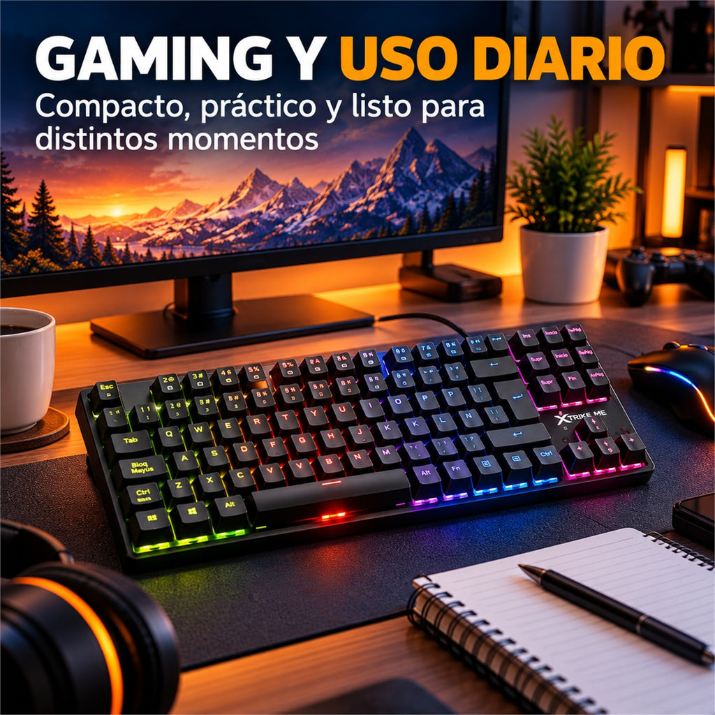Teclado Gamer Mecánico RGB Xtrike Me GK-989B Anti-ghosting
