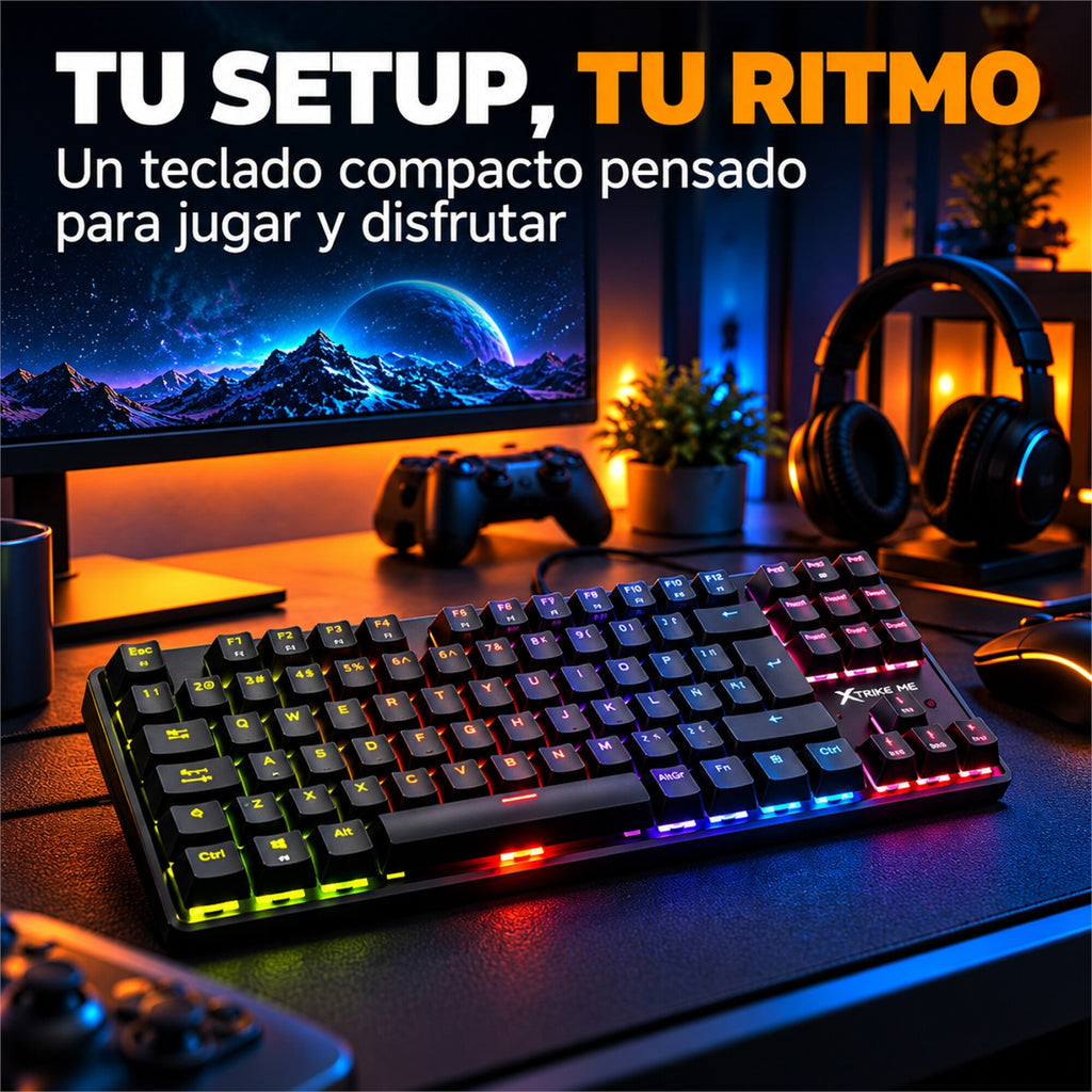 Teclado Gamer Mecánico RGB Xtrike Me GK-989B Anti-ghosting