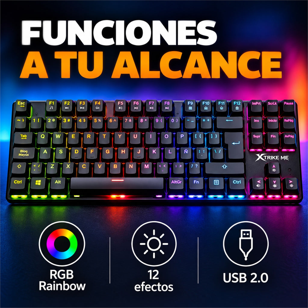 Teclado Gamer Mecánico RGB Xtrike Me GK-989B Anti-ghosting