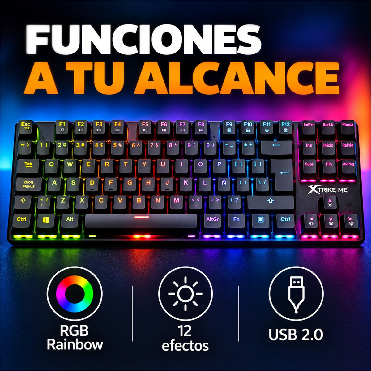 Teclado Gamer Mecánico RGB Xtrike Me GK-989B Anti-ghosting
