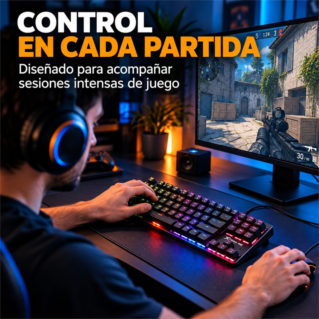 Teclado Gamer Mecánico RGB Xtrike Me GK-989B Anti-ghosting