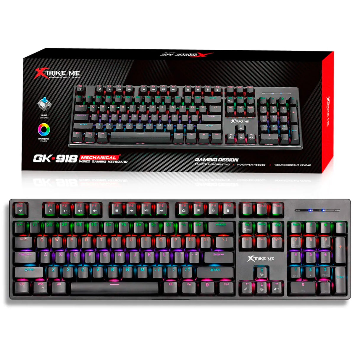 Teclado Mecánico Gamer Rgb Xtrike Me GK-918 Anti-Ghosting