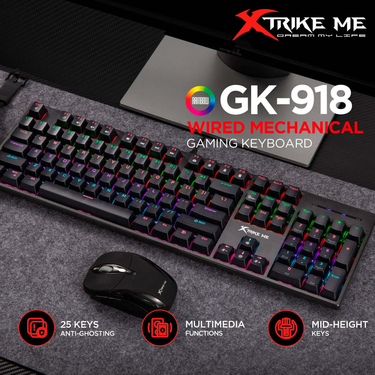 Teclado Mecánico Gamer Rgb Xtrike Me GK-918 Anti-Ghosting
