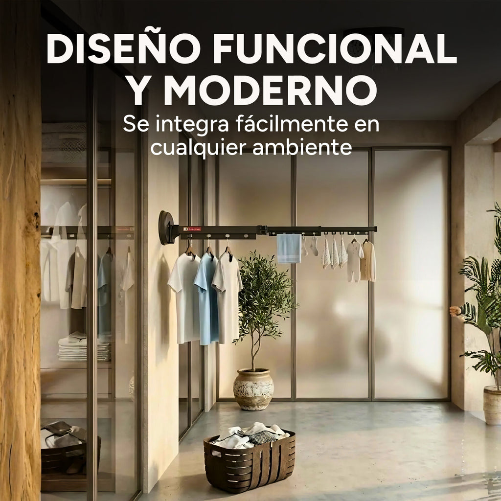 Tendedero Ropa Plegable Extensible 96 Cm 180° Ventosa Balcón
