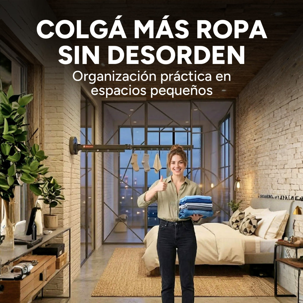 Tendedero Ropa Plegable Extensible 96 Cm 180° Ventosa Balcón