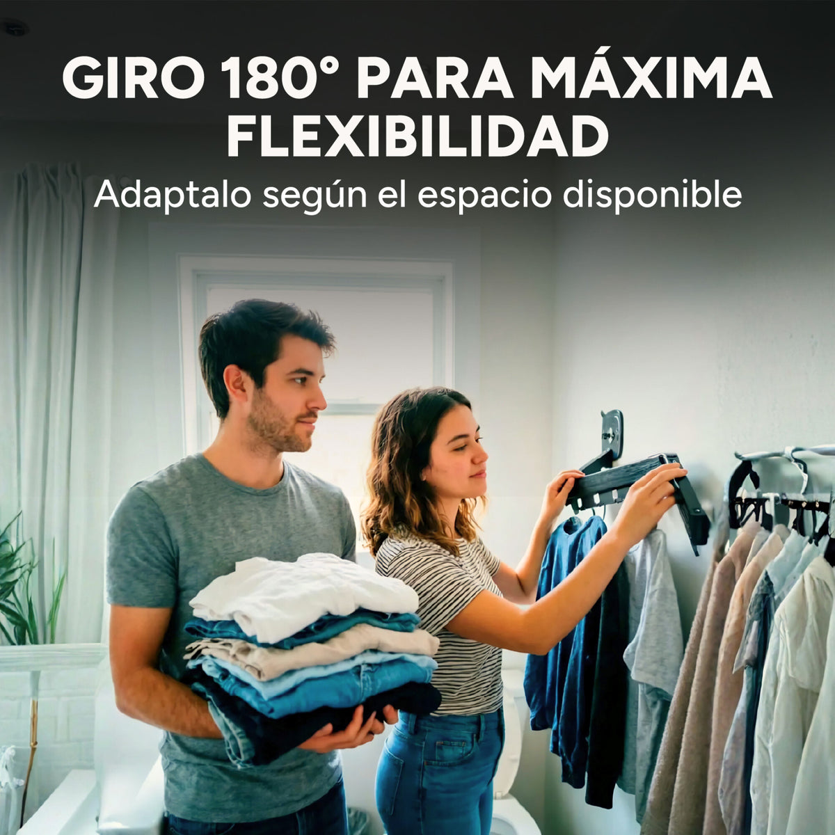 Tendedero Ropa Plegable Extensible 96 Cm 180° Ventosa Balcón