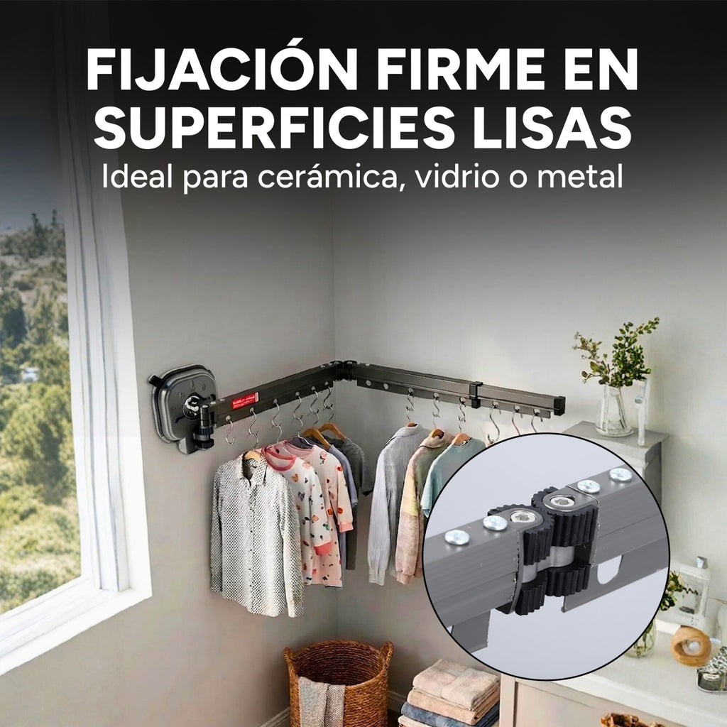 Tendedero Ropa Plegable Extensible 96 Cm 180° Ventosa Balcón