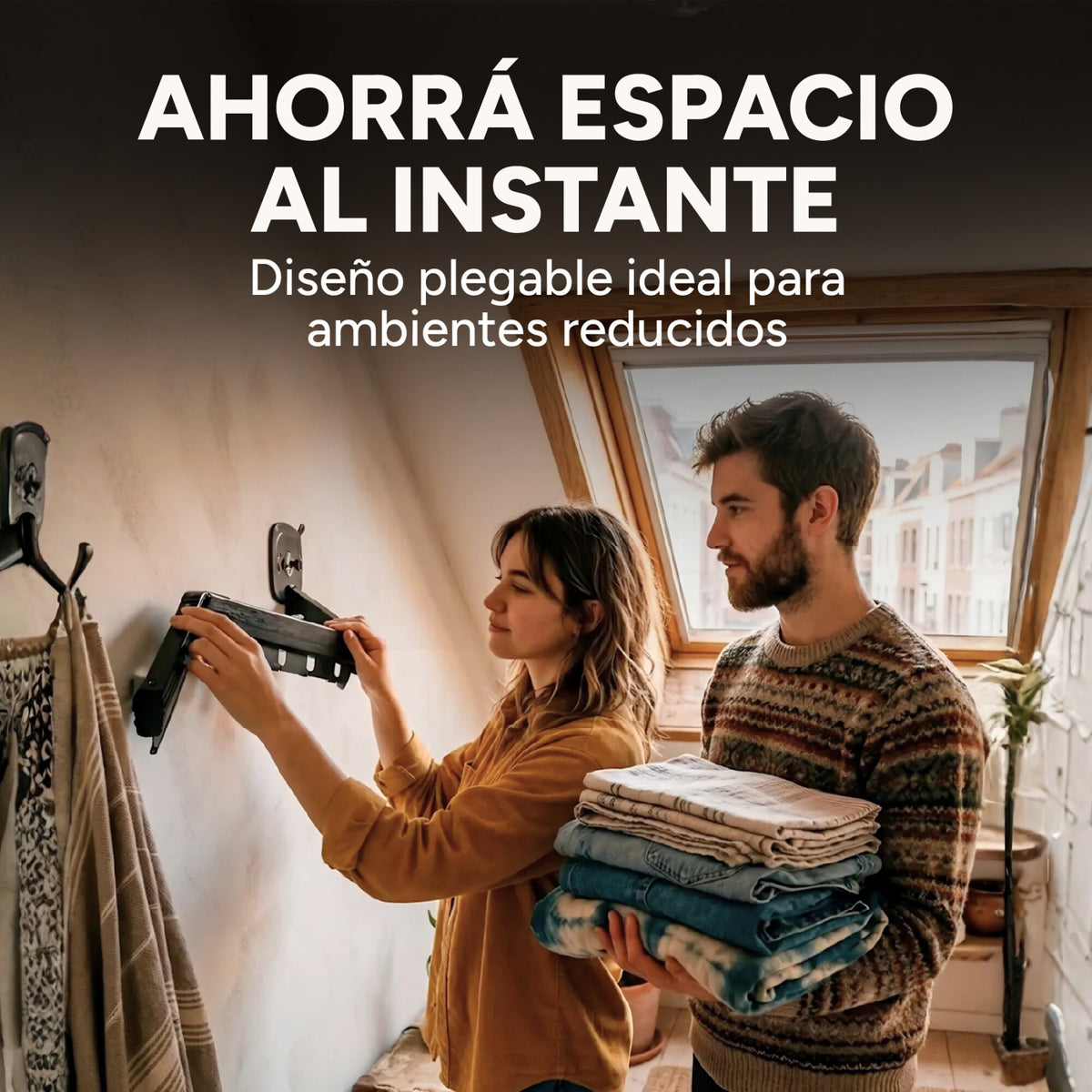 Tendedero Ropa Plegable Extensible 96 Cm 180° Ventosa Balcón