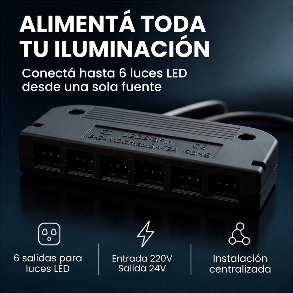 Transformador 24V P/ Luces RGB WPC App Tuya +Control 6 Canal