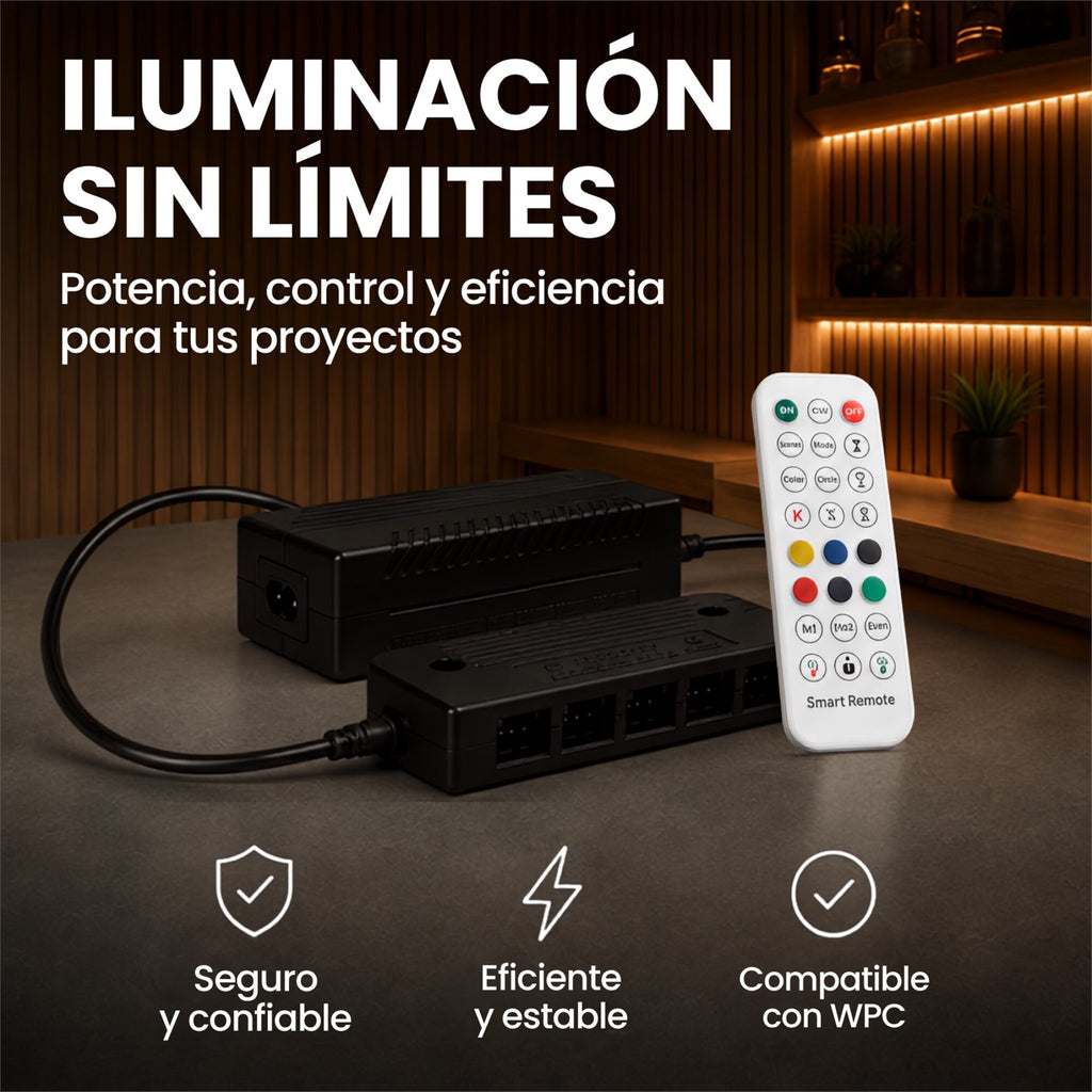 Transformador 24V P/ Luces RGB WPC App Tuya +Control 6 Canal