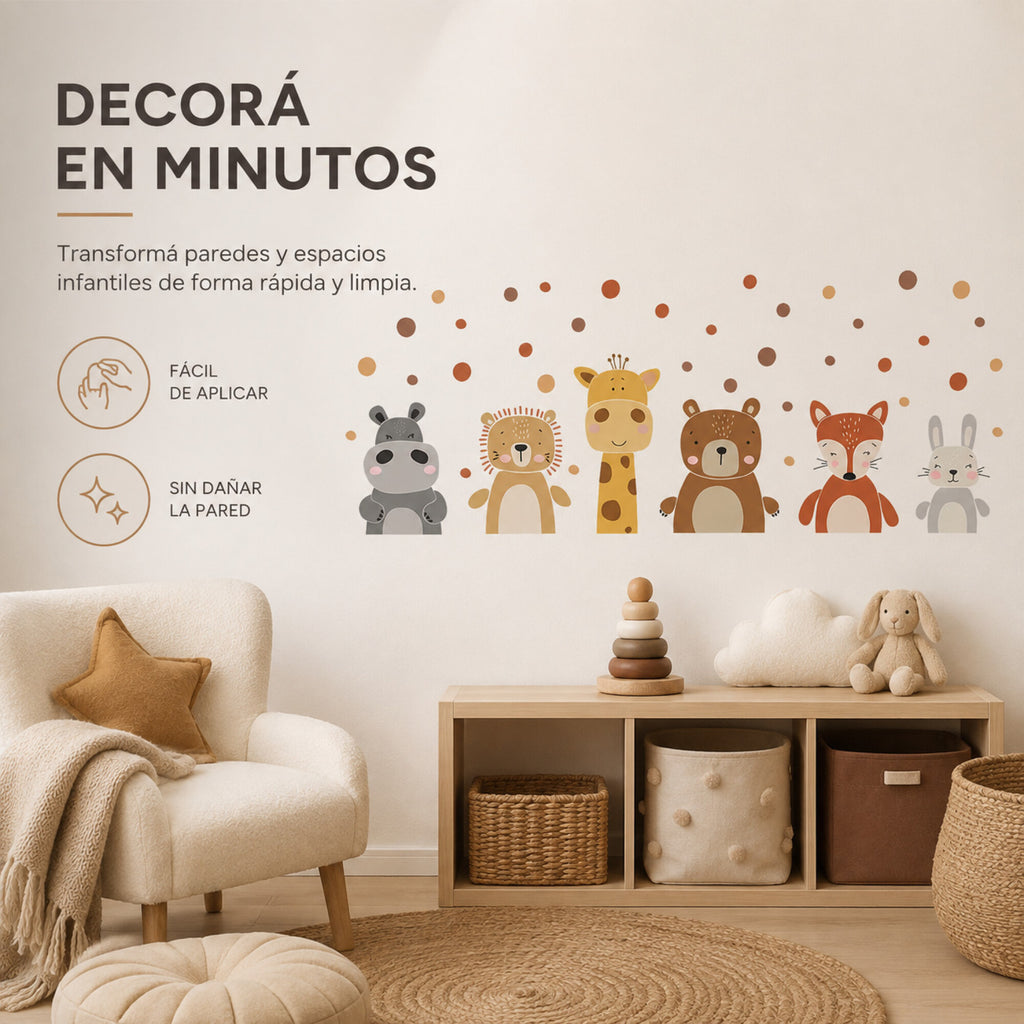 Vinilo Decorativo Infantil Animales de la Selva 60 x 30 cm