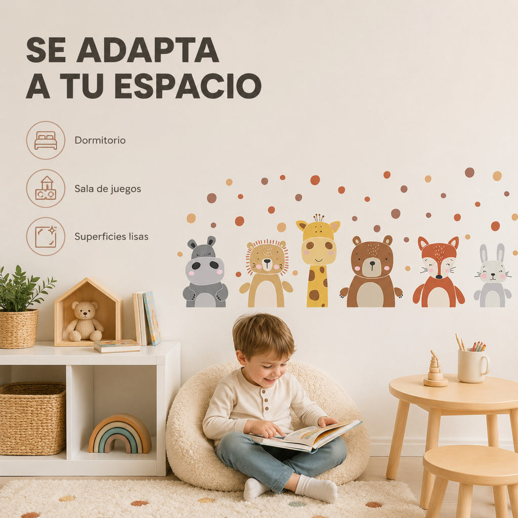 Vinilo Decorativo Infantil Animales de la Selva 60 x 30 cm