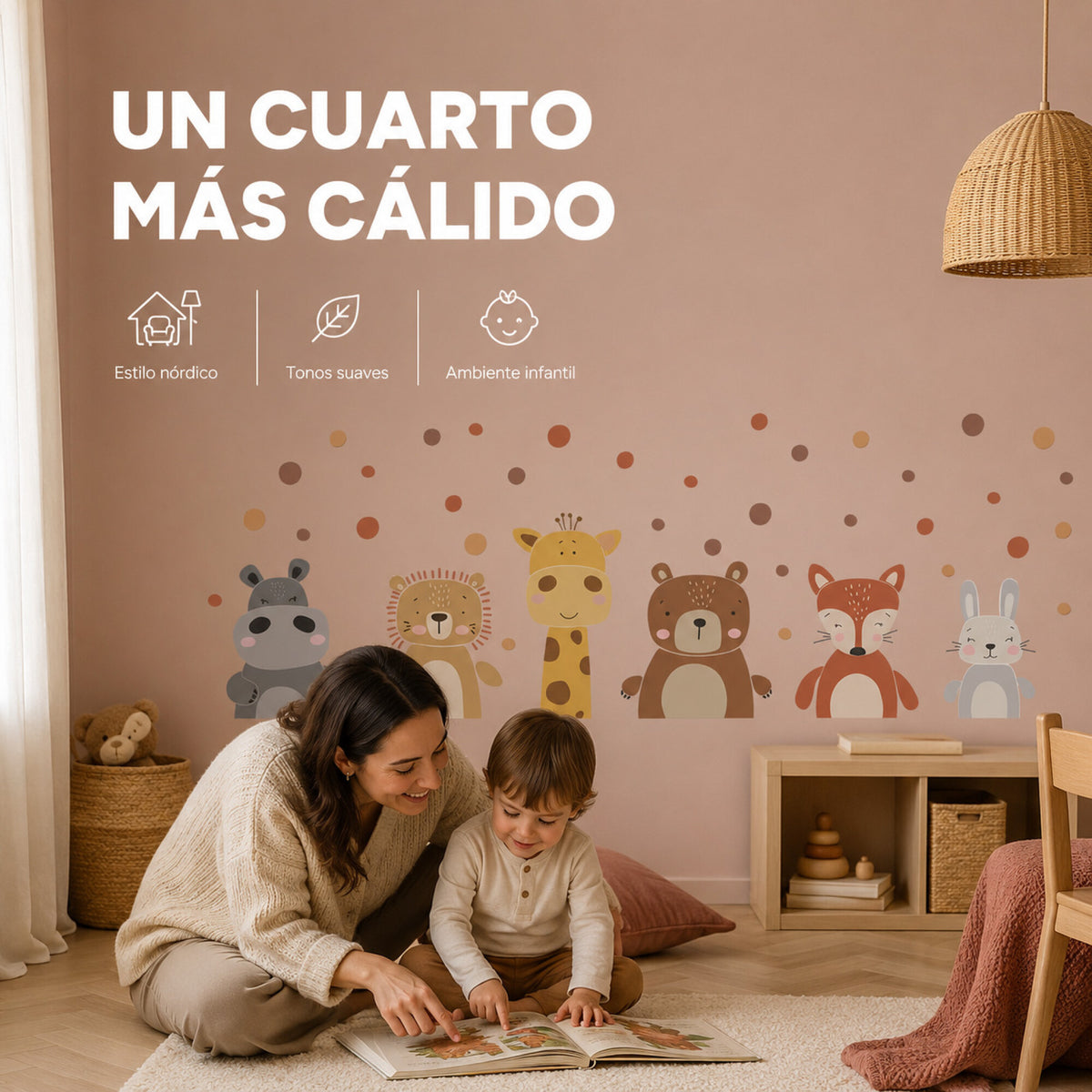 Vinilo Decorativo Infantil Animales de la Selva 60 x 30 cm