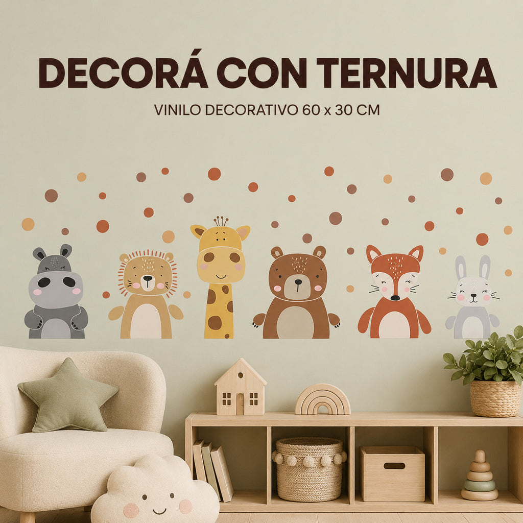 Vinilo Decorativo Infantil Animales de la Selva 60 x 30 cm