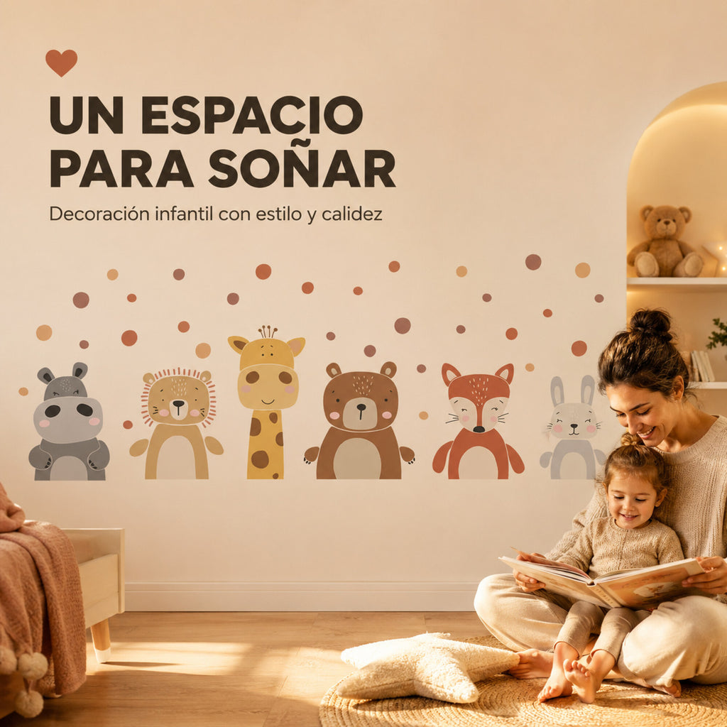 Vinilo Decorativo Infantil Animales de la Selva 60 x 30 cm