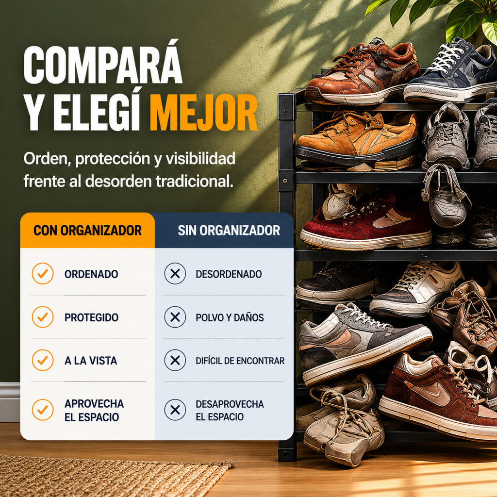 Zapatera Plegable 6 Zapatos Organizador Multiuso Ventilación
