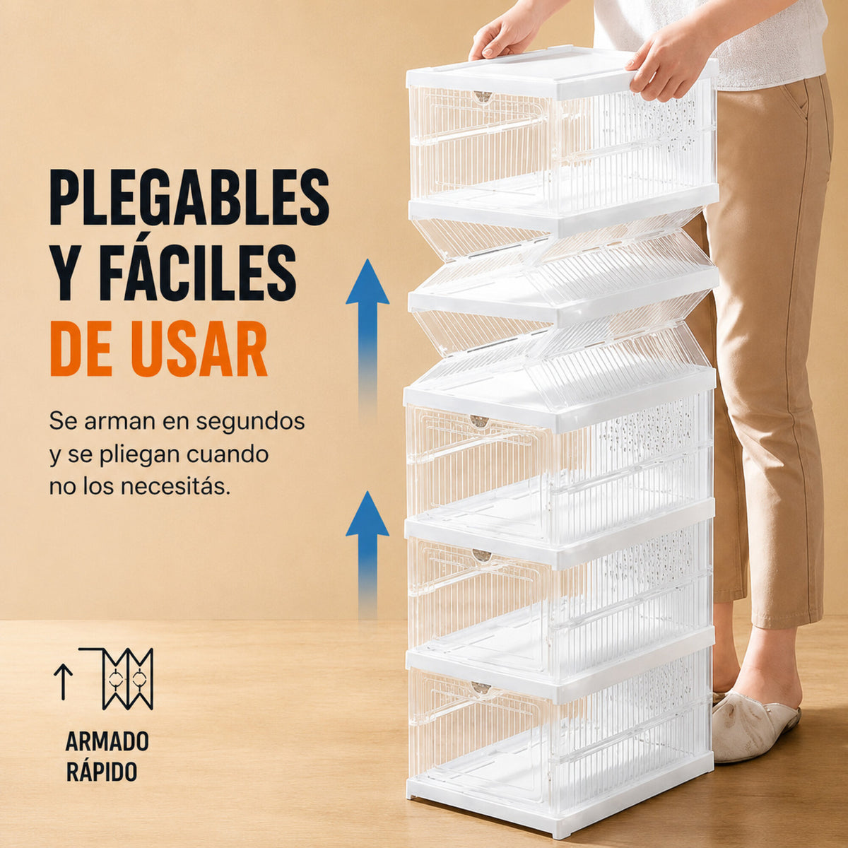 Zapatera Plegable 6 Zapatos Organizador Multiuso Ventilación