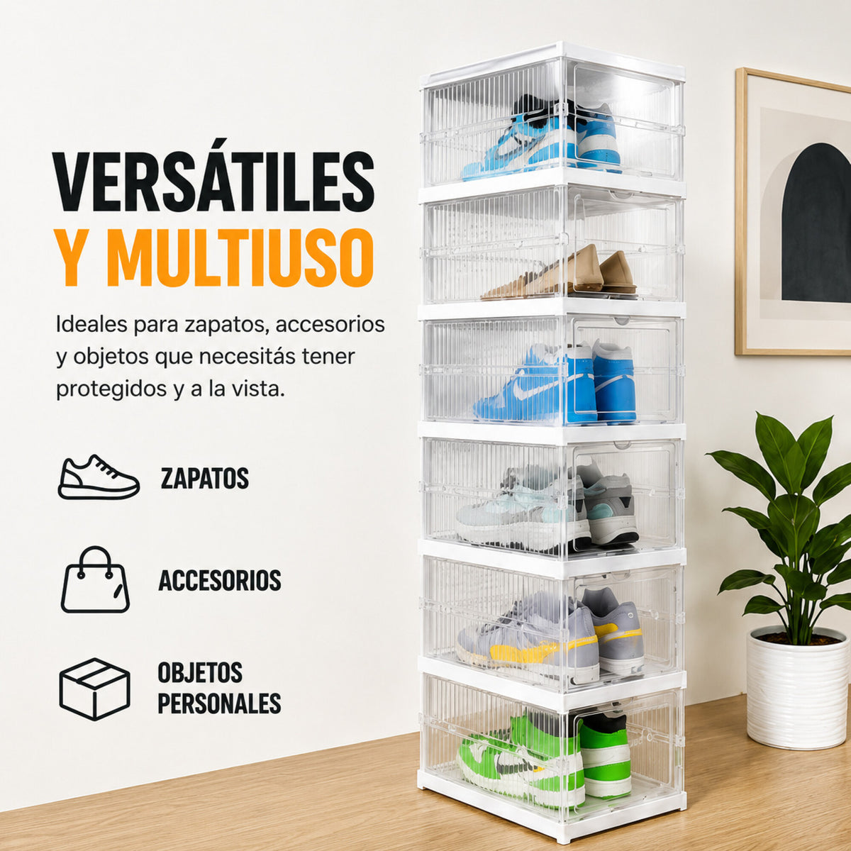 Zapatera Plegable 6 Zapatos Organizador Multiuso Ventilación
